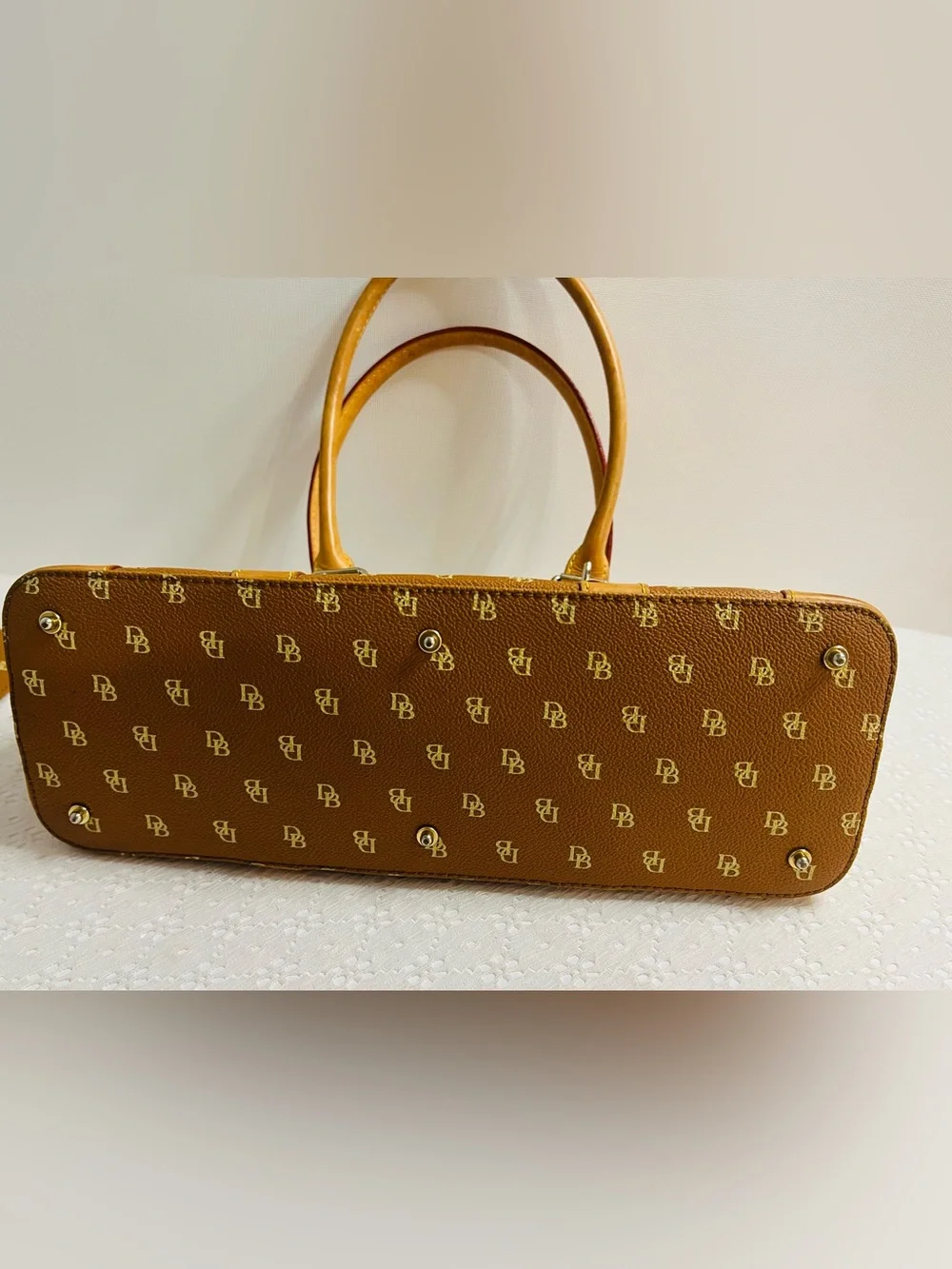Dooney & Bourke DB Signature Logo Satchel Handbag SET New Wristlet Tan & Red